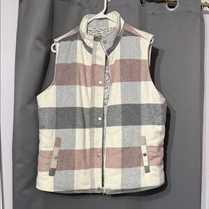 Plaid Women's Vest - Cream, Gray, Pink